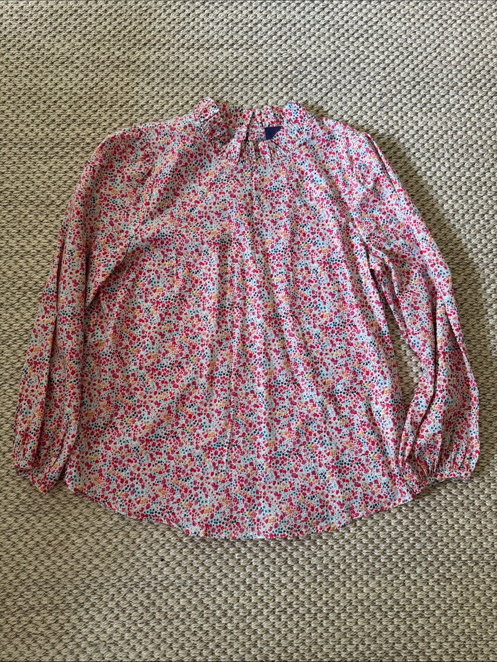 J. Crew Pink Floral Print Long-Sleeve Blouse